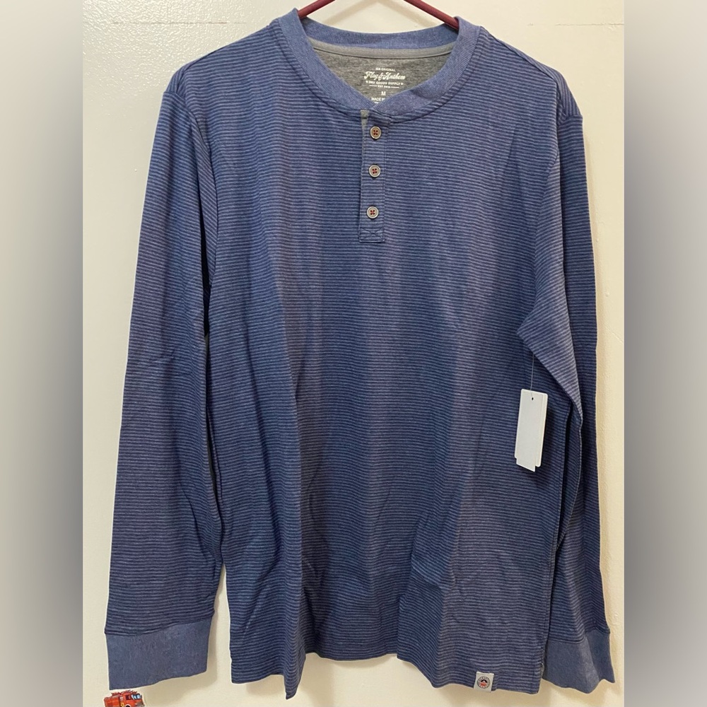 Flag & Anthem Men's Navy Henley Long Sleeve Shirt Size Medium NWT
